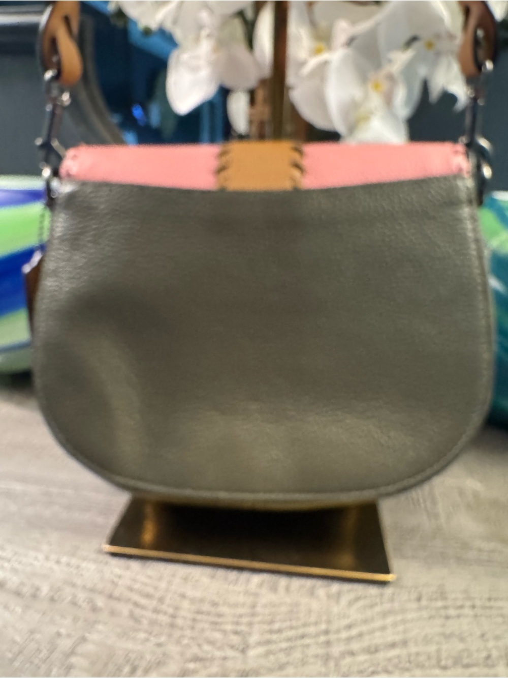 Coach Colorblock Leather Crossbody Bag in Pink, Tan & Olive LIKE NEW - Picture 8 of 9
